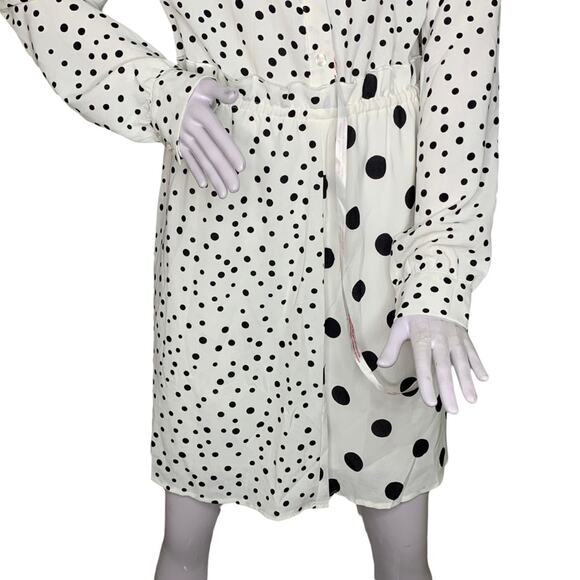 Missguided NWT Collared Dress Long Sleeve White Blue Polka Dot Size 8 Tall - Picture 4 of 16